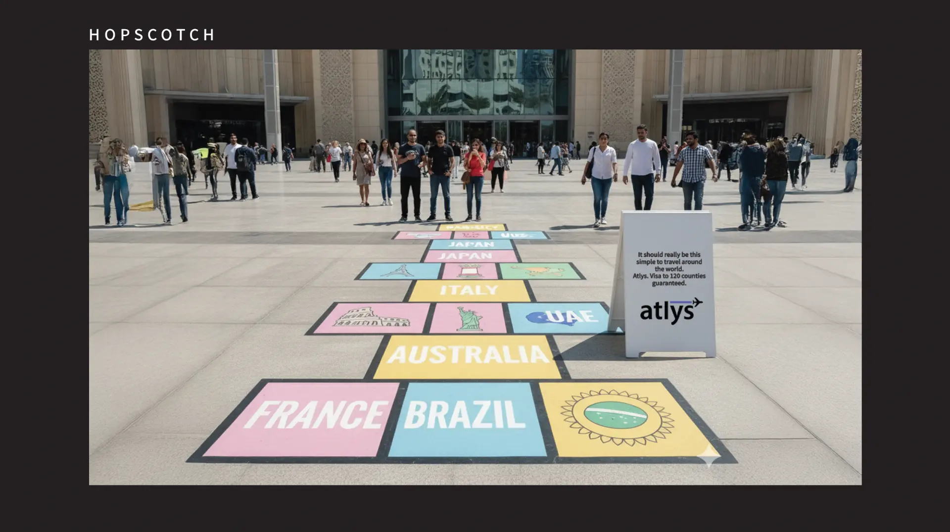 Making the World Feel Easier to Reach · activation 01 / travel hopscotch
