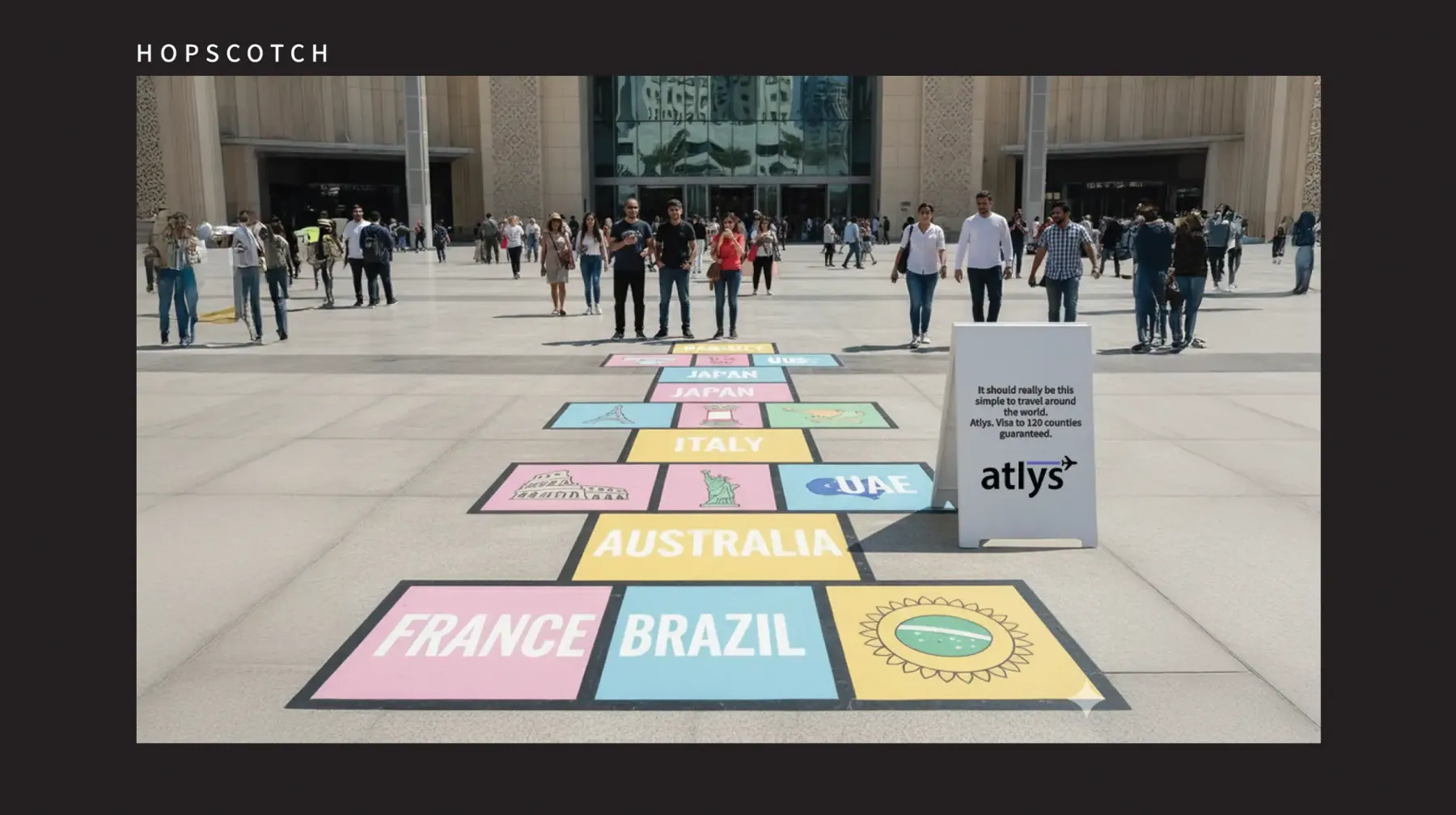 Making the World Feel Easier to Reach · activation 01 / travel hopscotch